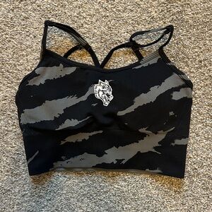 Darc Sport Black and Gray Patterned Sports Bra